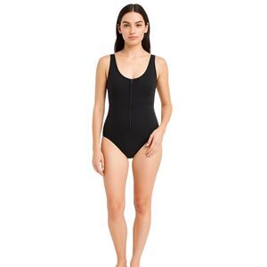 ArteSanDs Black Size 12+ One Piece Swimsuit Front Black Zipper Multi Fit Cup